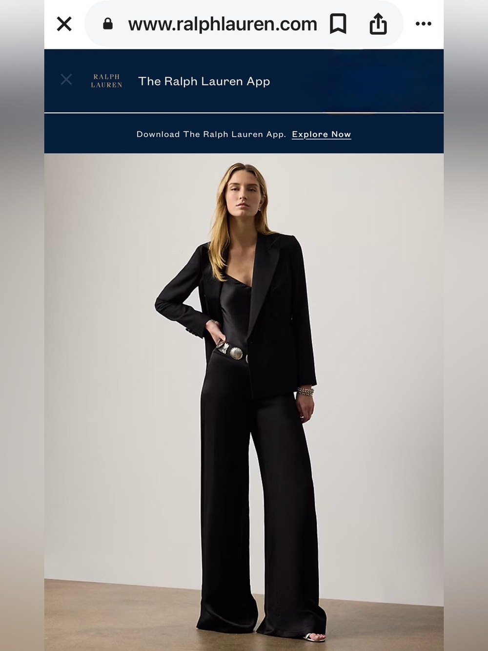 Lauren by Ralph Lauren Vintage 100% Silk Wide Leg Trousers in Black size 6
